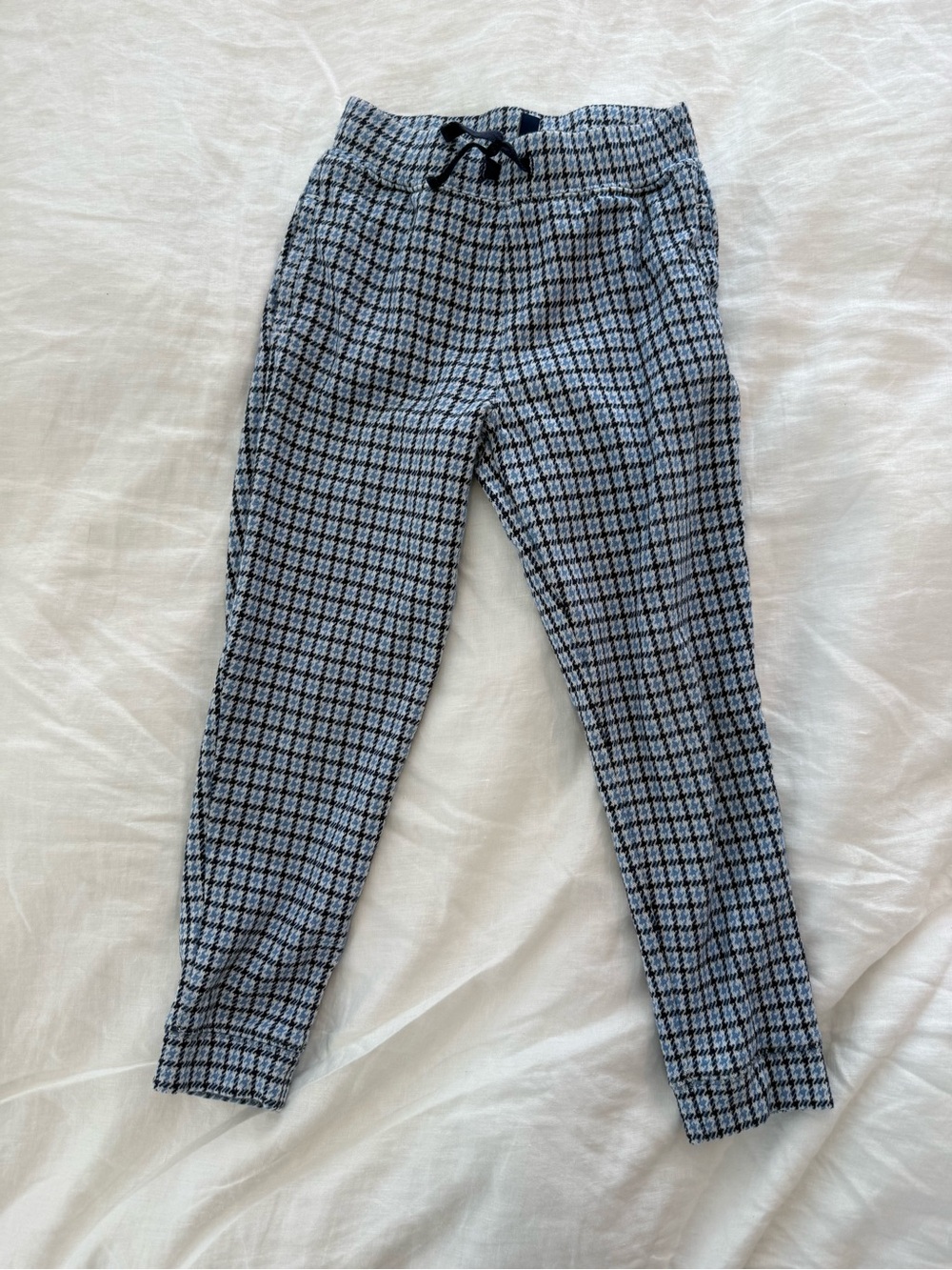 Janie and Jack Boys Size 7 Houndstooth Jogger Pants Blue Navy Pull On Pockets